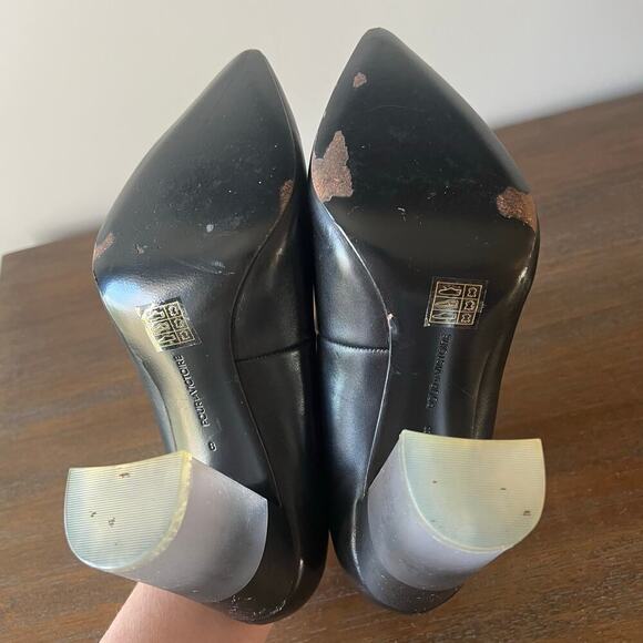 Pour La Victoire Woman’s Black Leather Bock Acrylic Heel Pumps- Size 8 - Picture 8 of 11